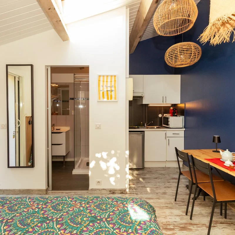 Piece de vie et cuisine du studio Brava